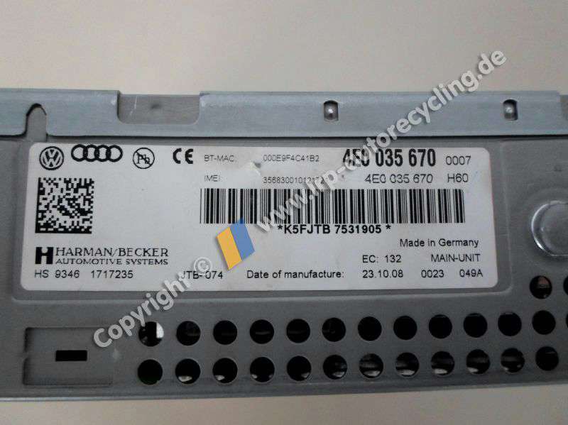 Audi Q7 4L Bj2006 original Multimedia Main-Unit 4E0035670